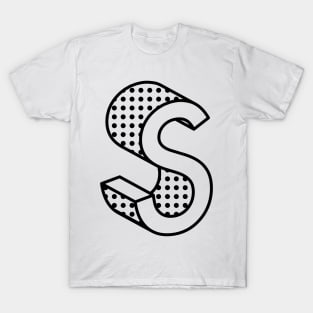 3D Ben Day Dot Isometric Letter S T-Shirt